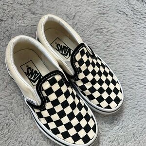 Vans Kids Checkered Slip-On Shoes - Black and White